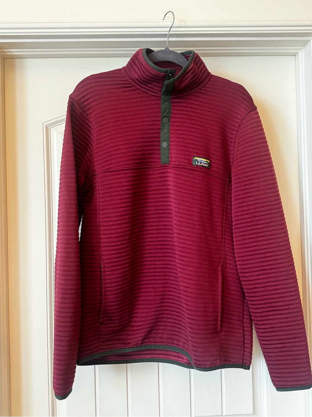 L.L. Bean 1/2 button ribbed Fleece Pullover - Burgundy